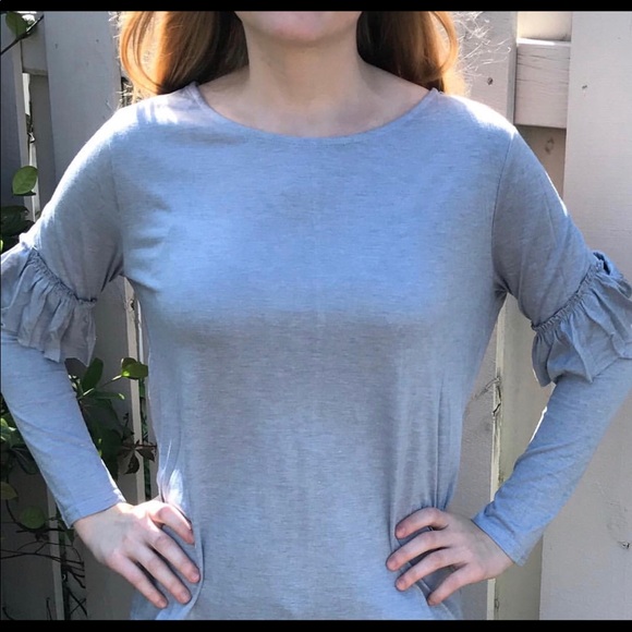 Women’s Blue/Grey Top with Ruffle Detail. - Picture 2 of 3